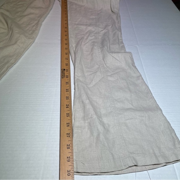 Happily Grey Women's Linen Blend Flared Leg Beach Pants Ivory Beige Size Small - Picture 7 of 8